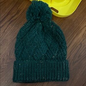 Cozy Green Knit Pom-Pom Beanie